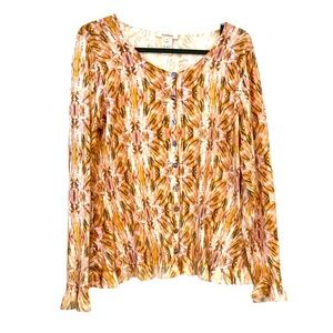 Sundance pastel print ruffle edged cardigan